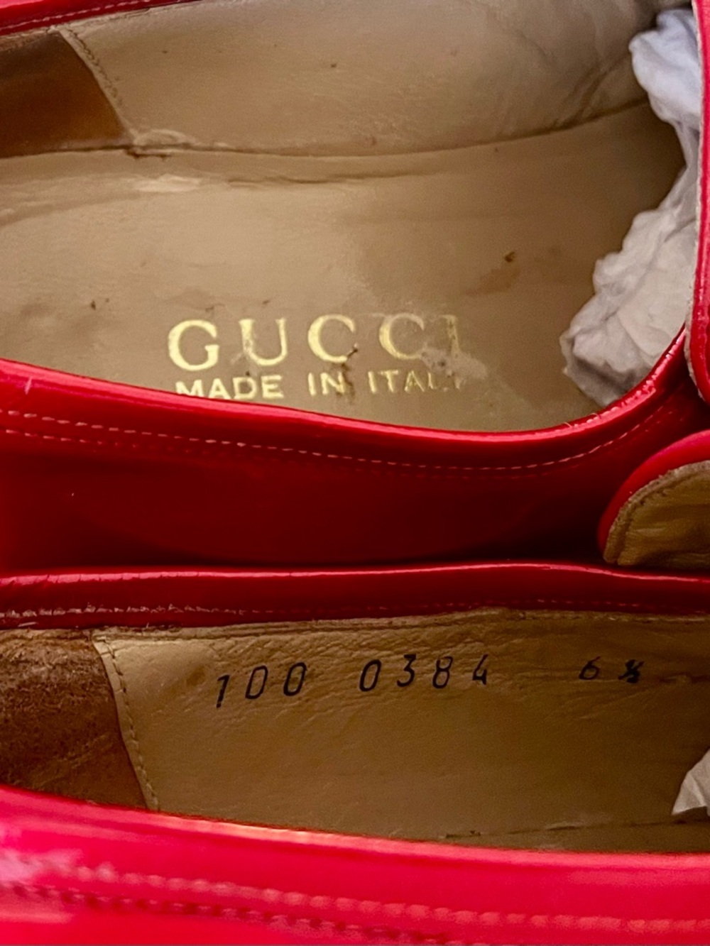 GUCCI Ruby Red Patent Leather Loafers sz. 6.5. - Picture 7 of 13